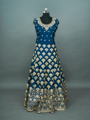 Blue Lehenga with Floral Design