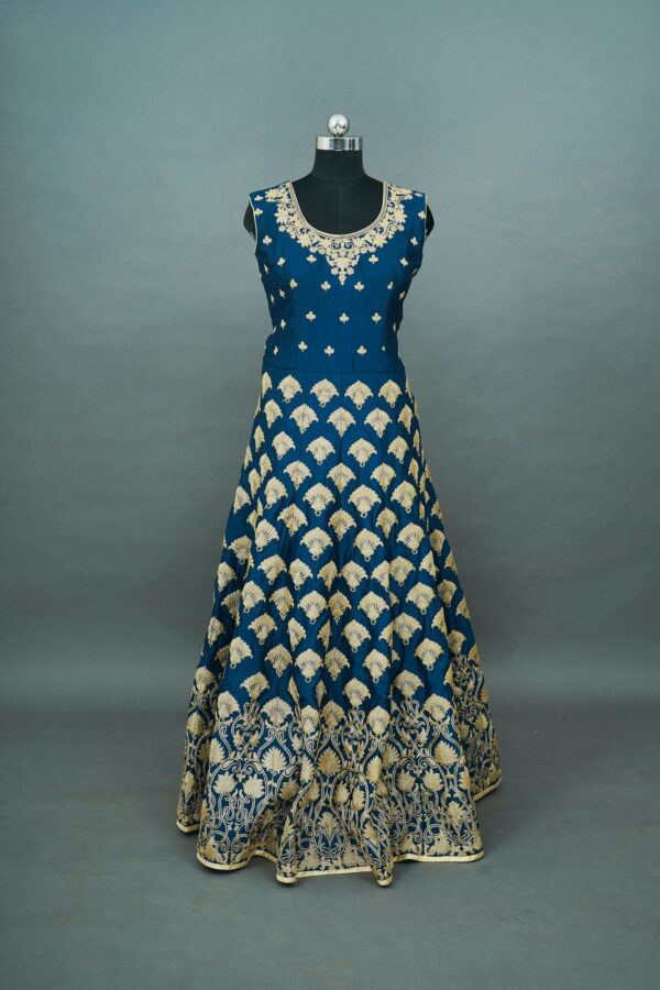 Blue Lehenga with Floral Design