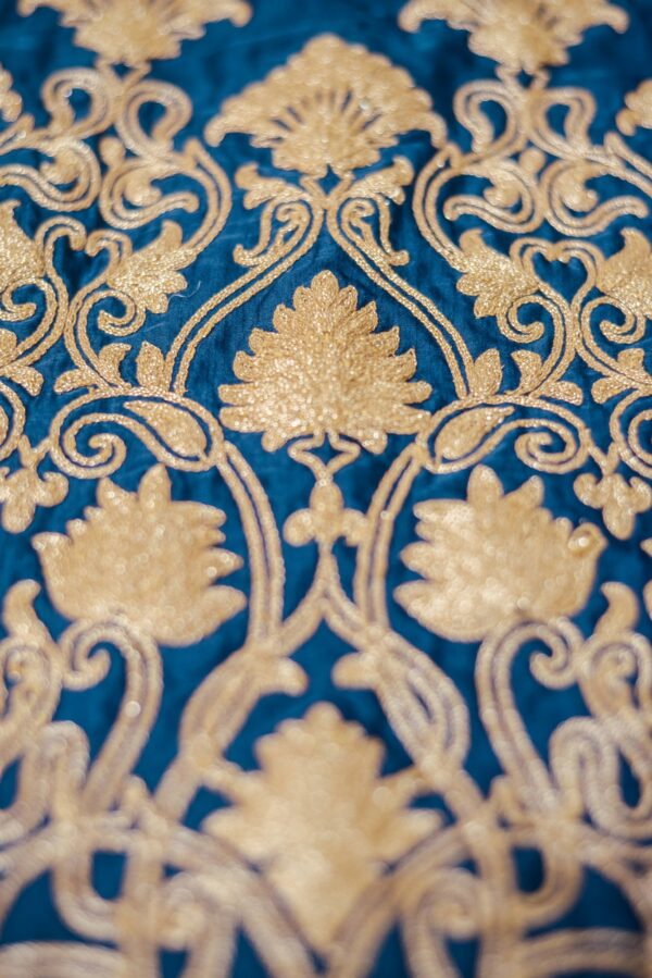Blue Lehenga with Floral Design - Image 2