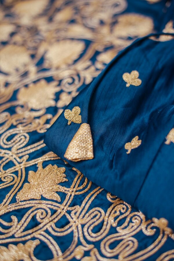 Blue Lehenga with Floral Design - Image 4