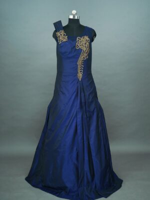 Blue lehenga with golden design