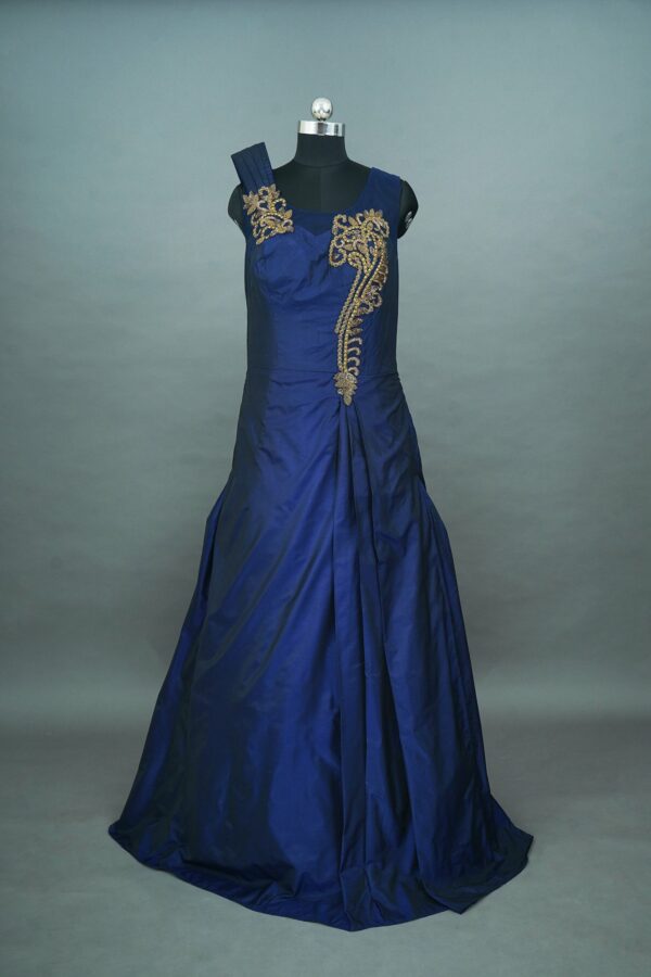 Blue lehenga with golden design