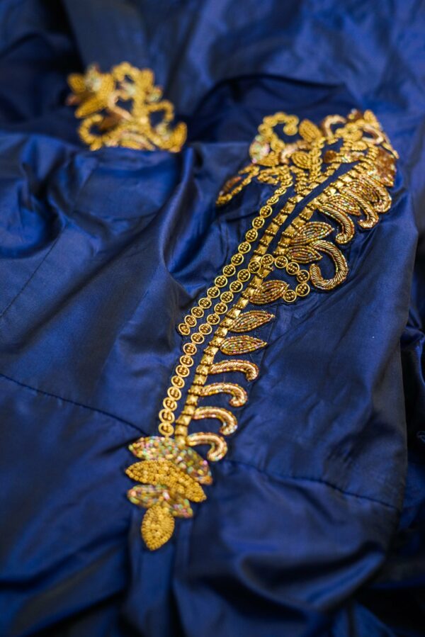 Blue lehenga with golden design - Image 4