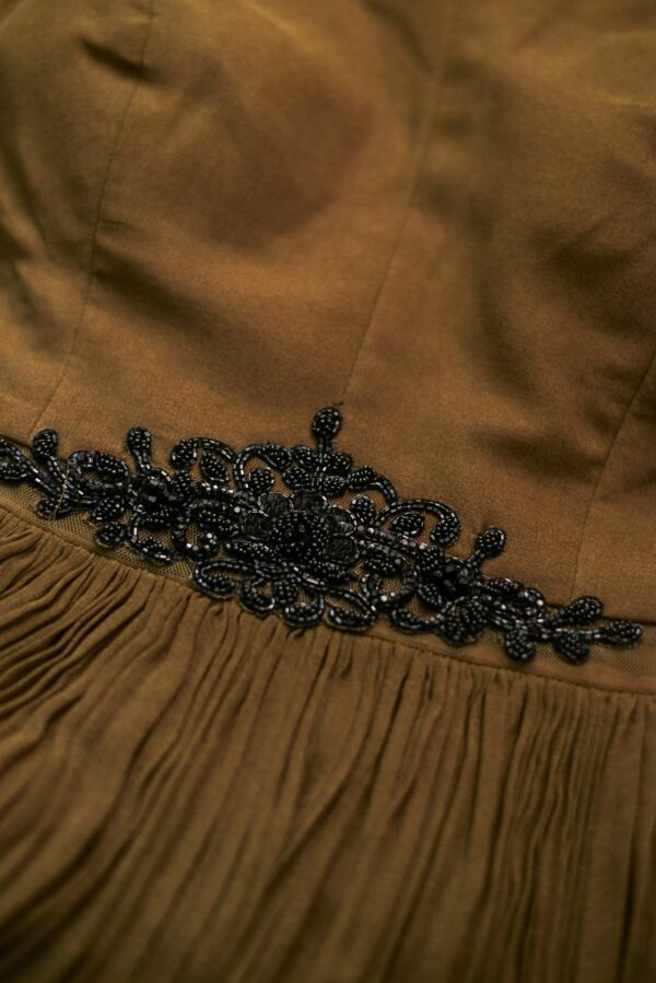 Brown with black floral design lehenga - Image 2