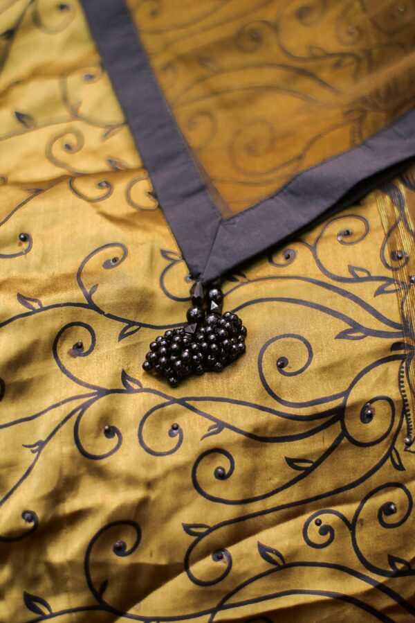 Brown with black floral design lehenga - Image 4