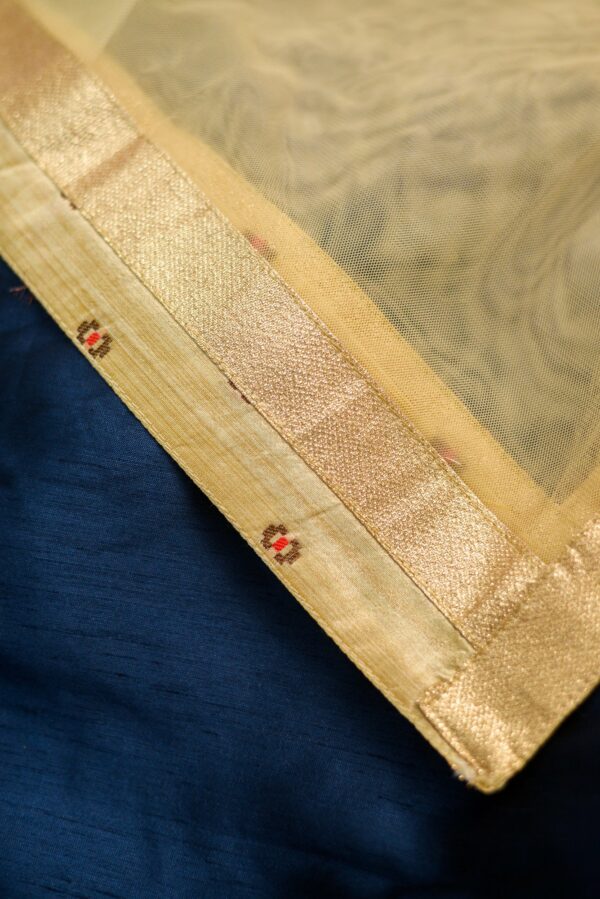 Dark blue top with light yellow bottom lehenga - Image 4