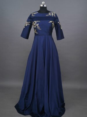 Dark Blue with golden design lehenga