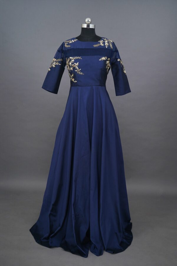 Dark Blue with golden design lehenga