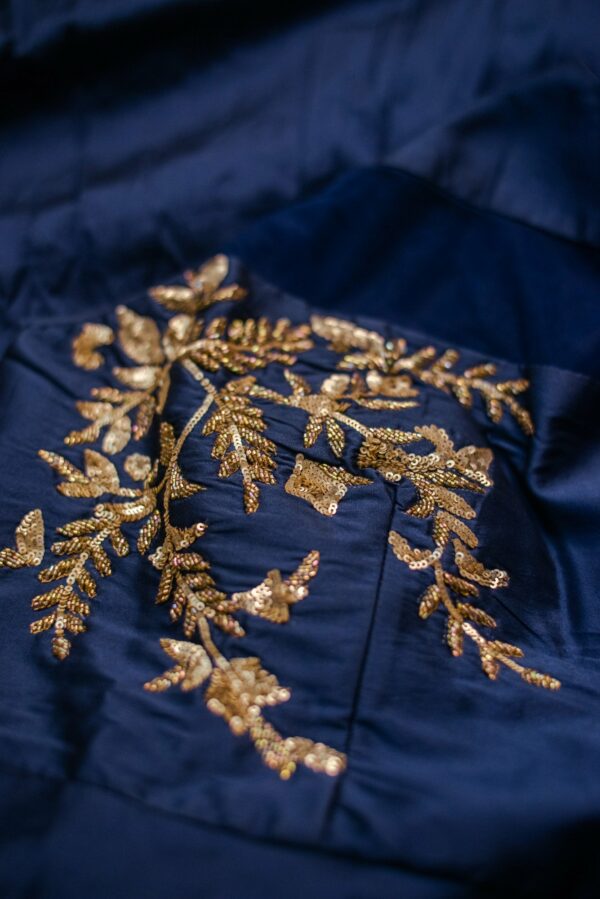 Dark Blue with golden design lehenga - Image 2