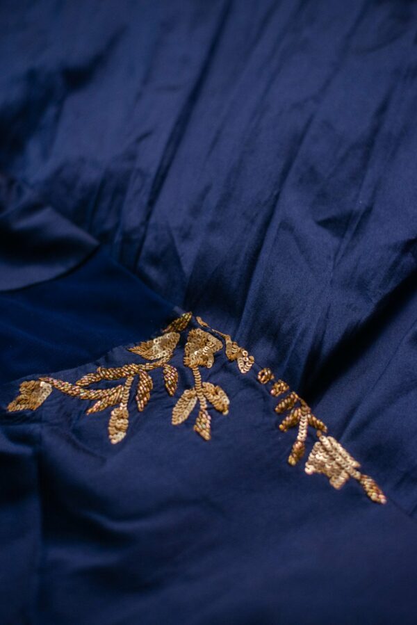 Dark Blue with golden design lehenga - Image 3