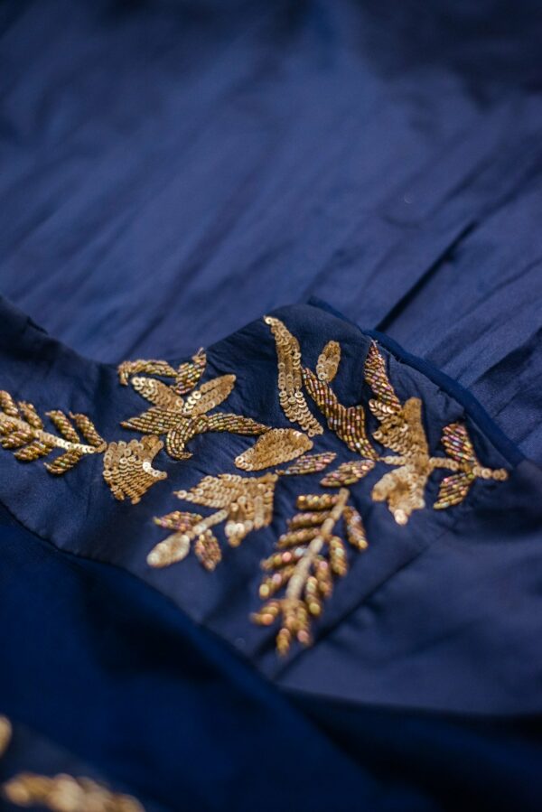Dark Blue with golden design lehenga - Image 4
