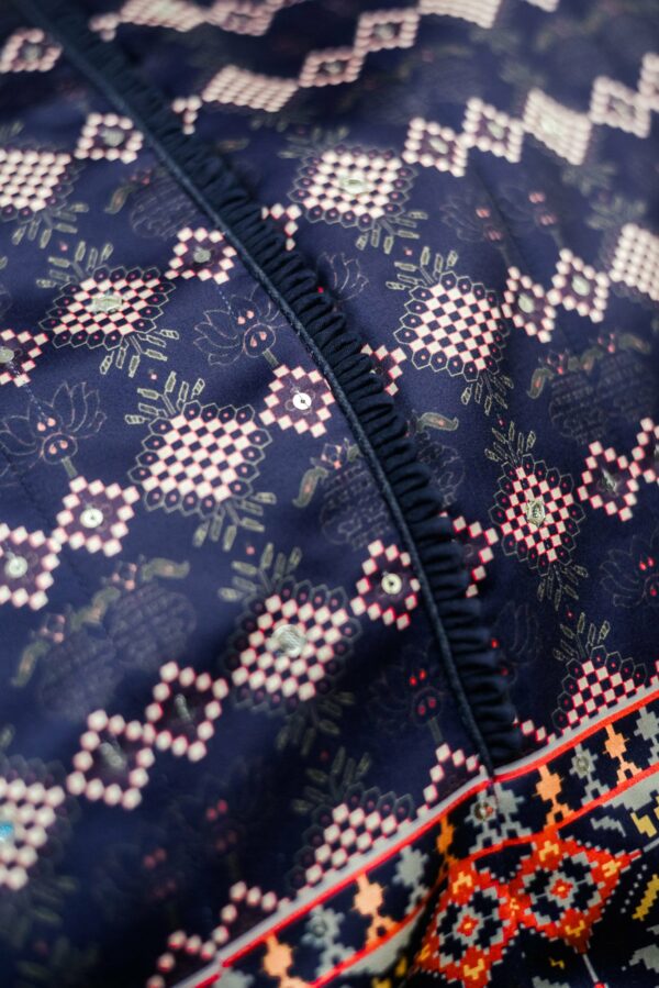 Dark blue with multi colour design lehenga - Image 4