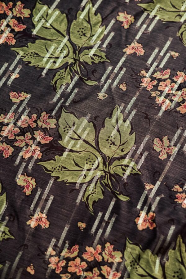 Dark brown with floral design bottom and orange shawl lehenga - Image 2