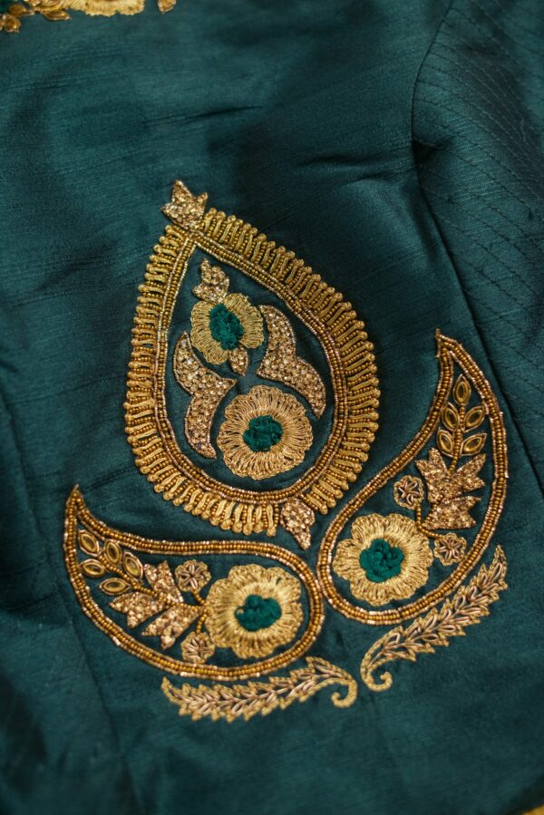 Green top with Half white lehenga - Image 2