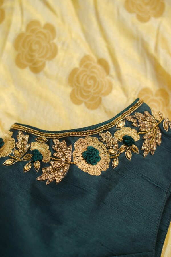 Green top with Half white lehenga - Image 4
