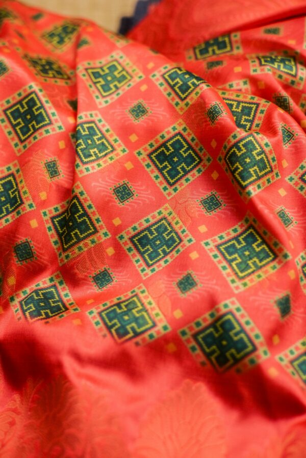 Grey lehengas with floral design and Red shawl - Image 5