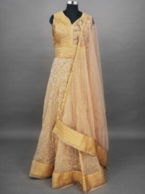 Half white lehenga with golden design