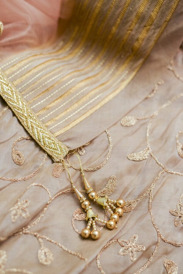 Half white lehenga with golden design - Image 2