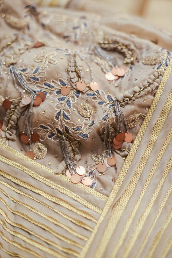 Half white lehenga with golden design - Image 3