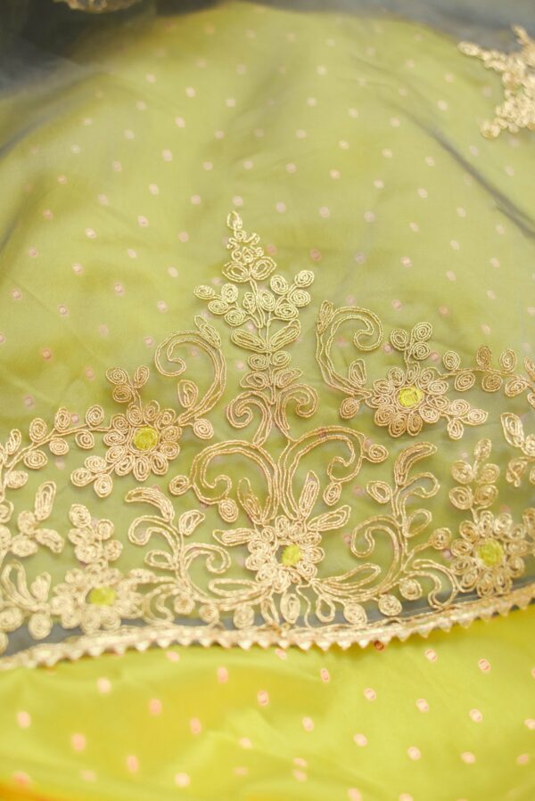 Lemon yellow with red dot design lehenga - Image 6