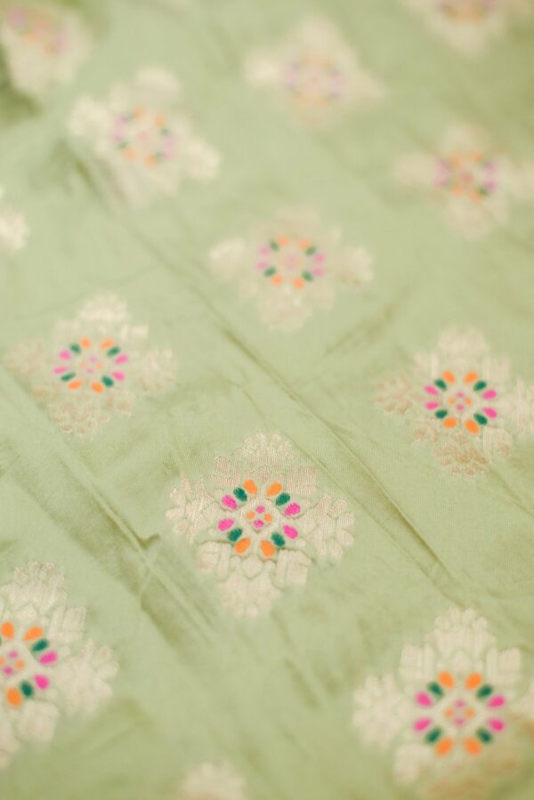 Light Green floral design with red shawl Lehenga - Image 6
