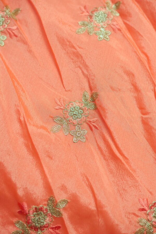 Light green with floral design with light orange bottom lehenga - Image 2
