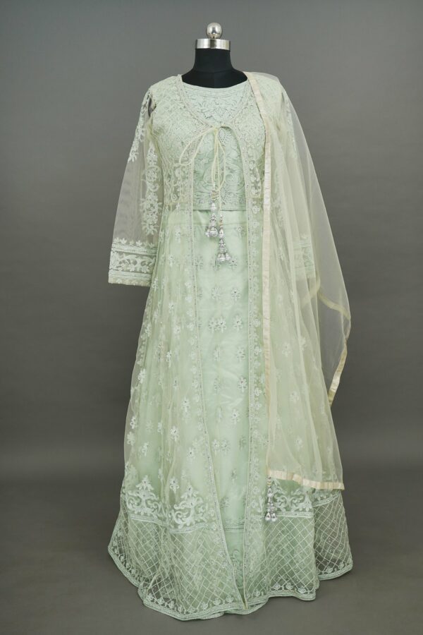 Light Mint Green with floral design Lehenga