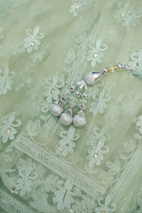 Light Mint Green with floral design Lehenga - Image 3