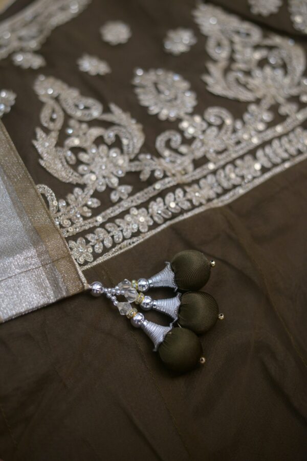Olive Green with White embroidery Lehenga - Image 2