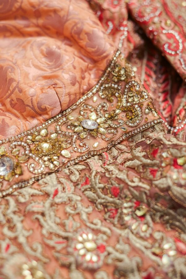 Orange Lehenga with Floral bottom design - Image 2