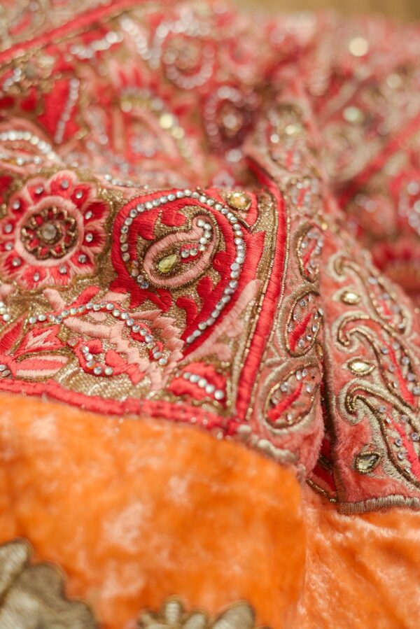 Orange Lehenga with Floral bottom design - Image 4