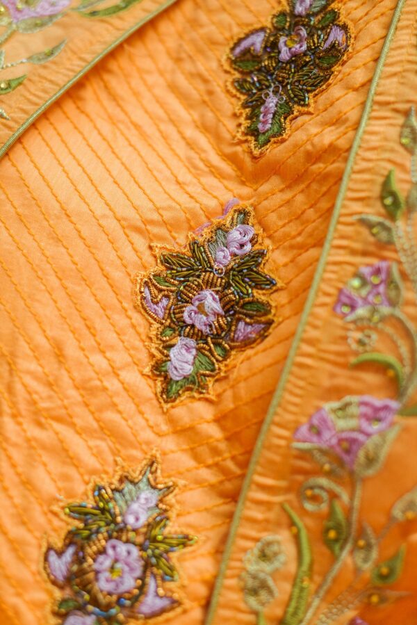 Orange with Floral coat design - Image 2