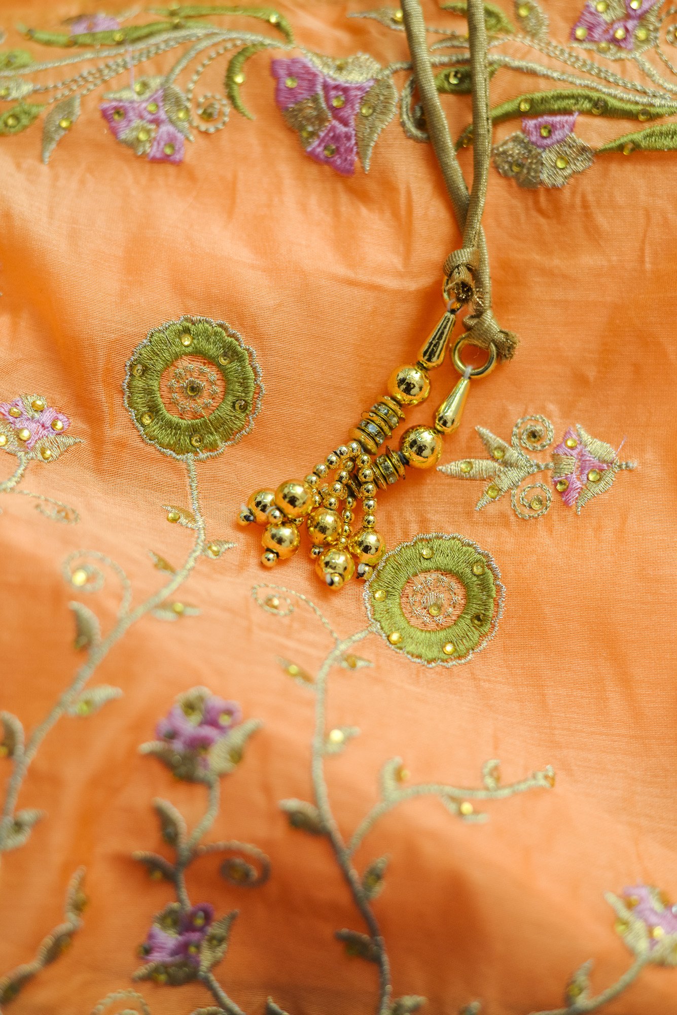 Orange with Floral coat design - Image 4