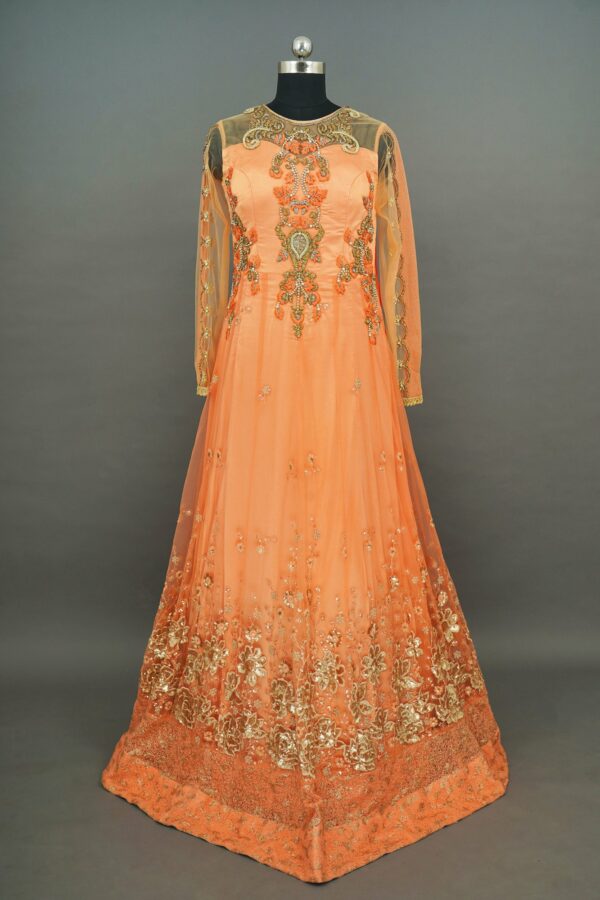 Orange Lehenga with Floral design