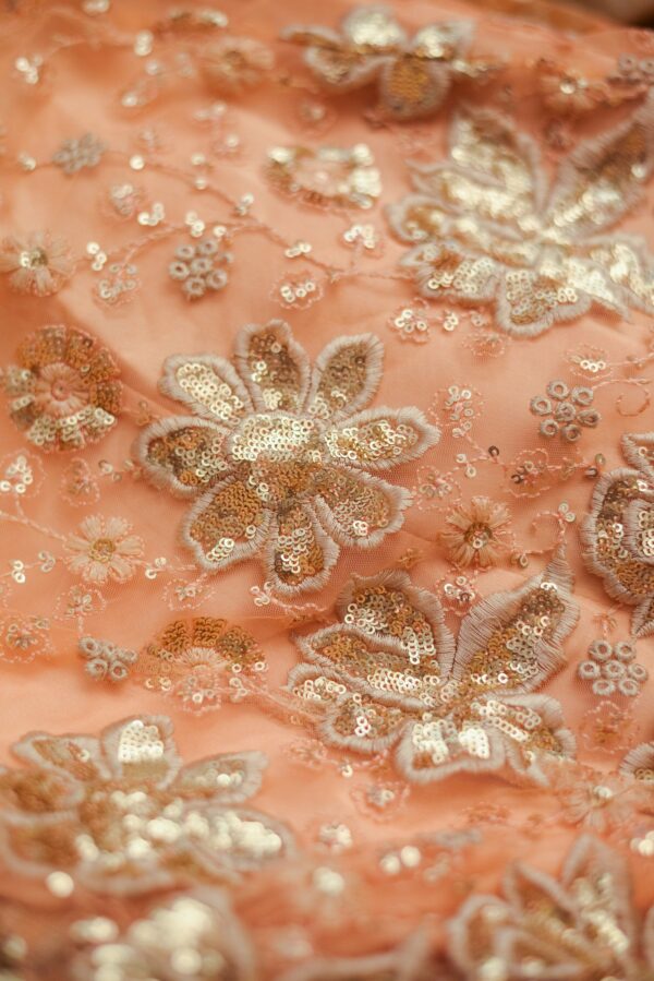 Orange Lehenga with Floral design - Image 2