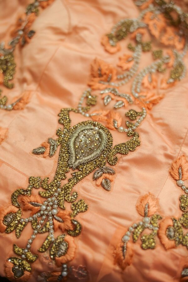 Orange Lehenga with Floral design - Image 3