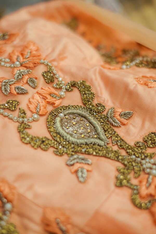 Orange Lehenga with Floral design - Image 5