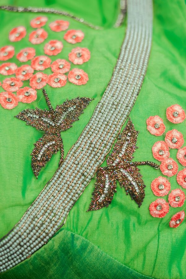 Parrot green lehenga with floral top design - Image 2