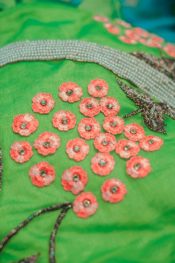 Parrot green lehenga with floral top design - Image 3