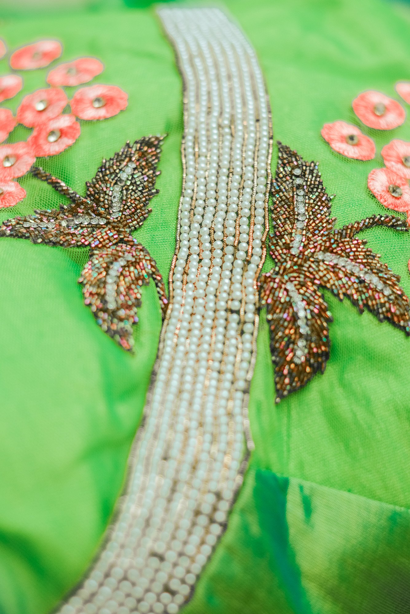 Parrot green lehenga with floral top design - Image 4