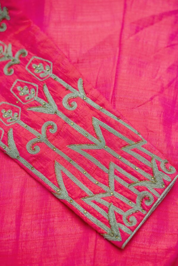 Pink top and bottom with closed neck top lehenga - Image 4