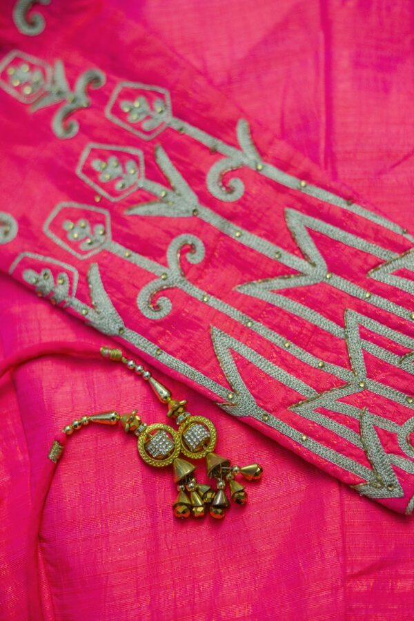 Pink top and bottom with closed neck top lehenga - Image 5