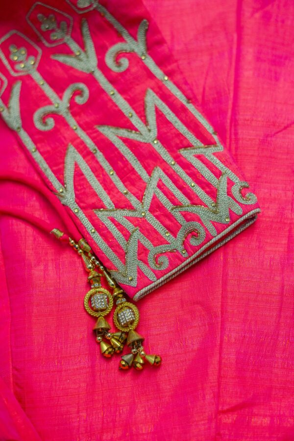 Pink top and bottom with closed neck top lehenga - Image 6