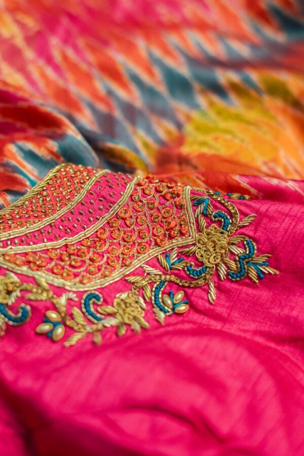 Pink with multi colour design lehenga - Image 4