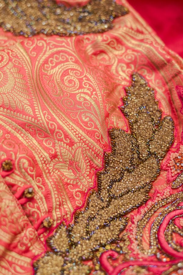 Red lehenga with design on top - Image 2