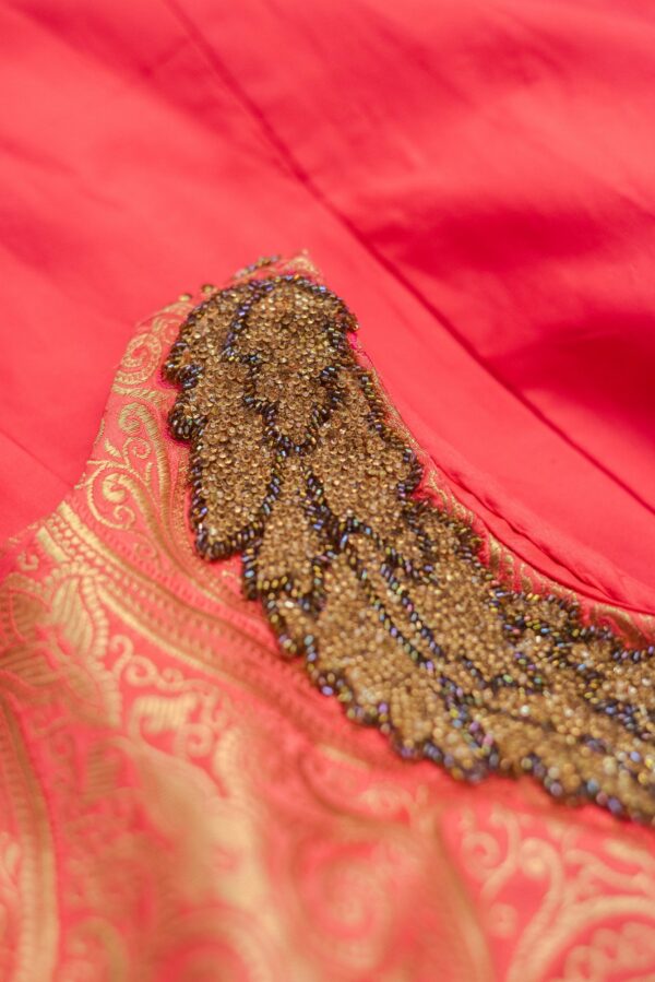 Red lehenga with design on top - Image 3