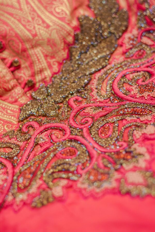 Red lehenga with design on top - Image 4
