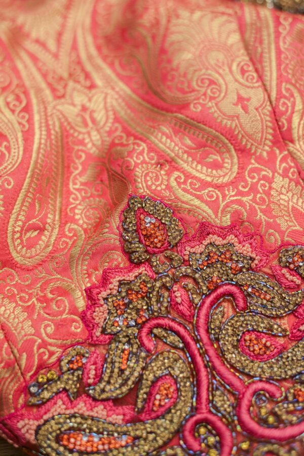 Red lehenga with design on top - Image 5