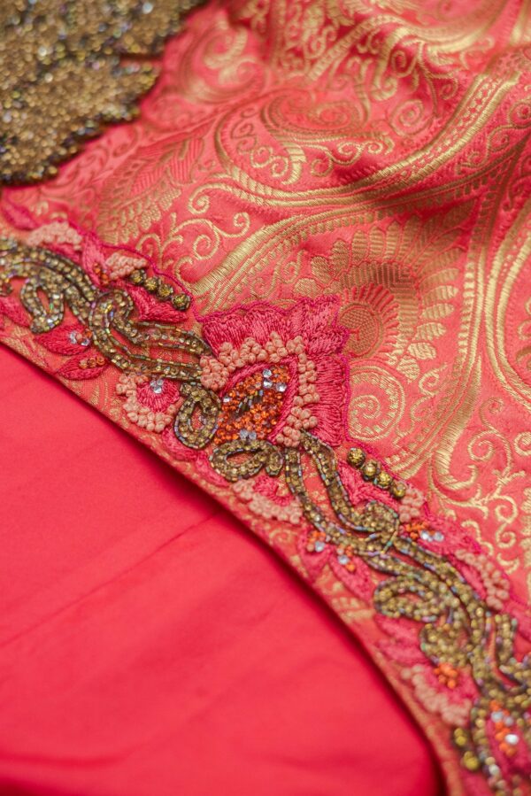Red lehenga with design on top - Image 6