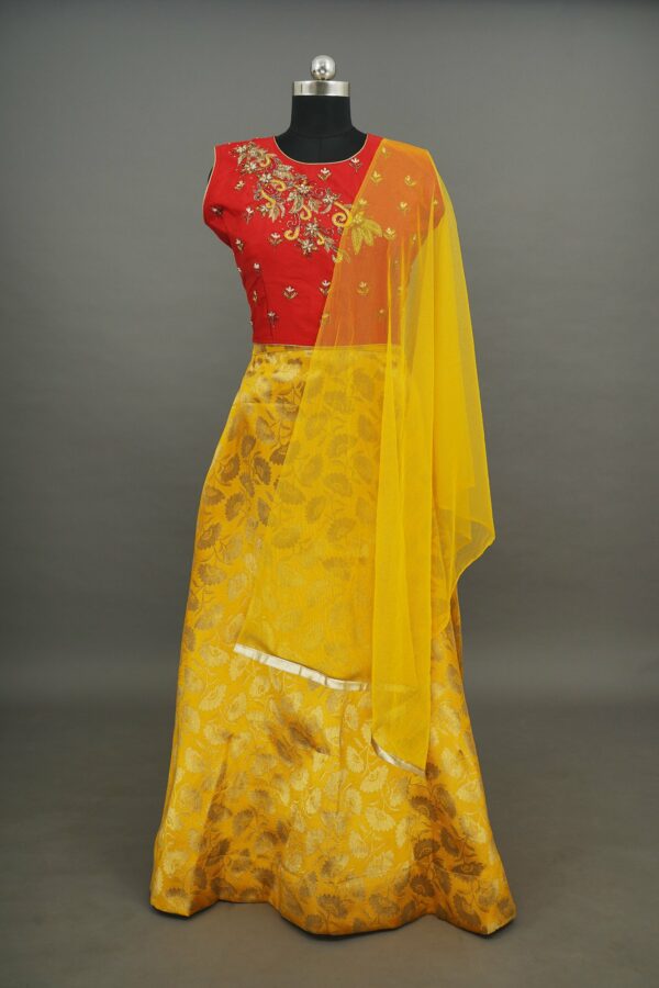 Red top with yellow bottom Lehenga